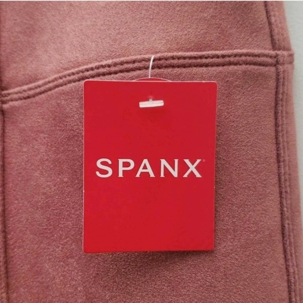 SPANX Faux Suede Leggings Women's Size Large Color Rich Rose - Picture 7 of 11